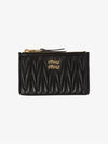 Matelasse Leather Envelope Card Wallet Black - MIU MIU - BALAAN 3