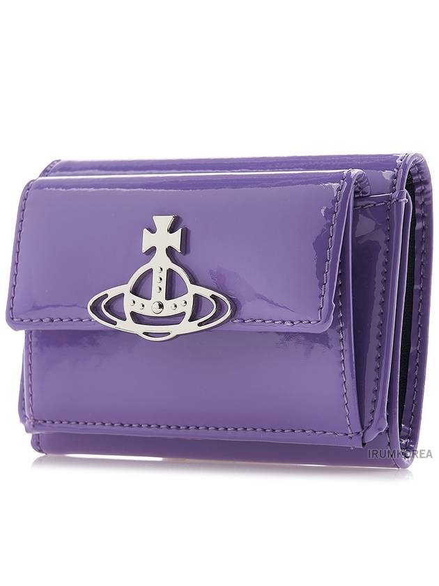 Logo Tri-Fold Patent Leather Half Wallet Purple - VIVIENNE WESTWOOD - BALAAN 3