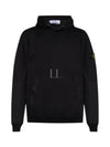 Regular Fit Mercerized Cotton Fleece Cotton Hoodie Black - STONE ISLAND - BALAAN 2