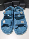 Women CC Velcro Strap Sandals Blue - CHANEL - BALAAN.