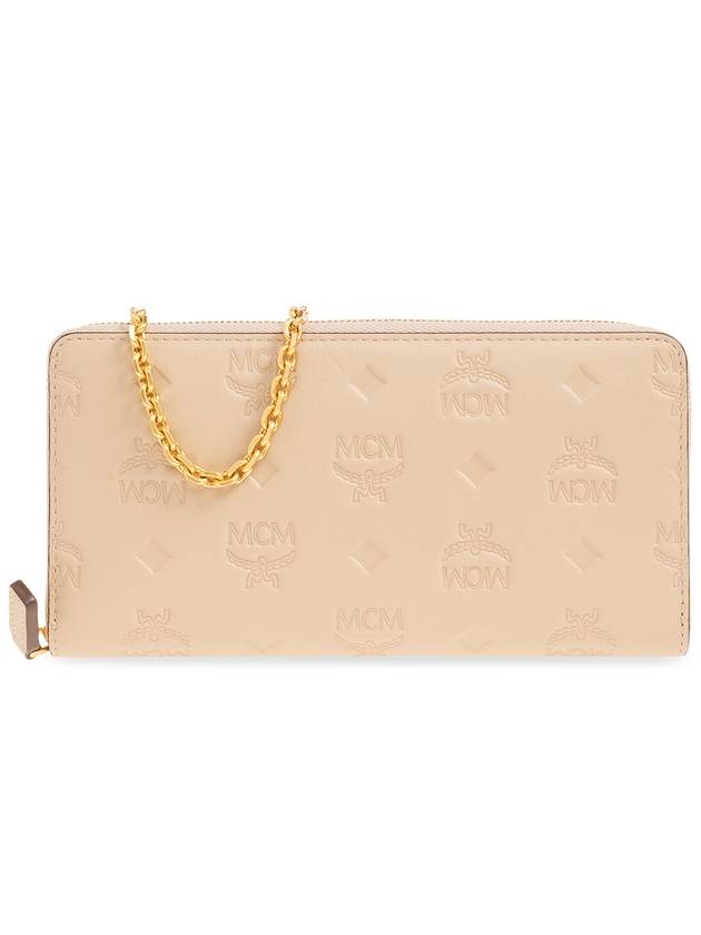 MCM Leather Wallet With Chain, Women's, Beige - MCM - BALAAN 1