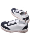 Calf Suede Cable Knit Low Top Sneakers White Navy - THOM BROWNE - BALAAN 7