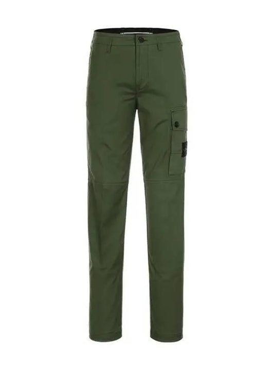 Wappen Patch Cotton Straight Pants Military Green - STONE ISLAND - BALAAN 2