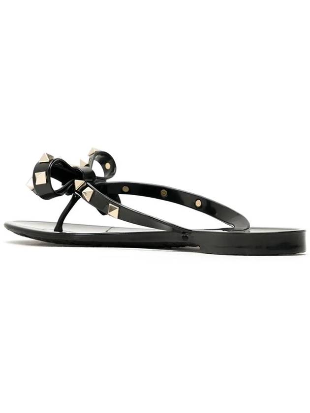 Rubber Rockstud Flip Flops Black - VALENTINO - BALAAN 4