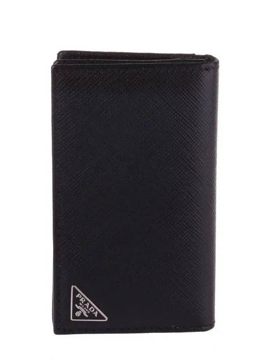 Saffiano Leather Card Holder Black - PRADA - BALAAN 2