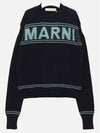 Logo Cotton Knit Top Navy - MARNI - BALAAN 4