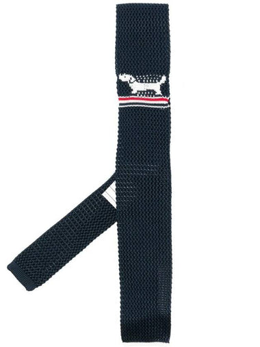 Hector Pointel Knit Silk Tie Navy - THOM BROWNE - BALAAN 1