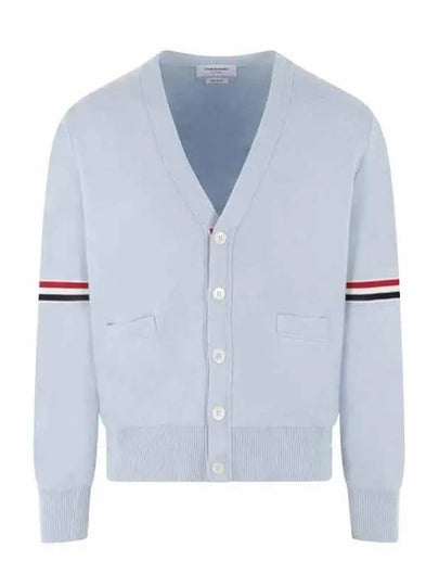 Milano Stitch Sprite Armband Cotton V-neck Cardigan Light Blue - THOM BROWNE - BALAAN 2