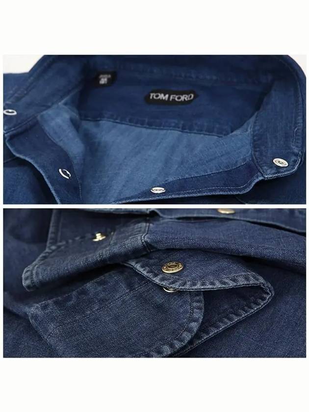 Denim Long Sleeve Shirt Blue - TOM FORD - BALAAN 4