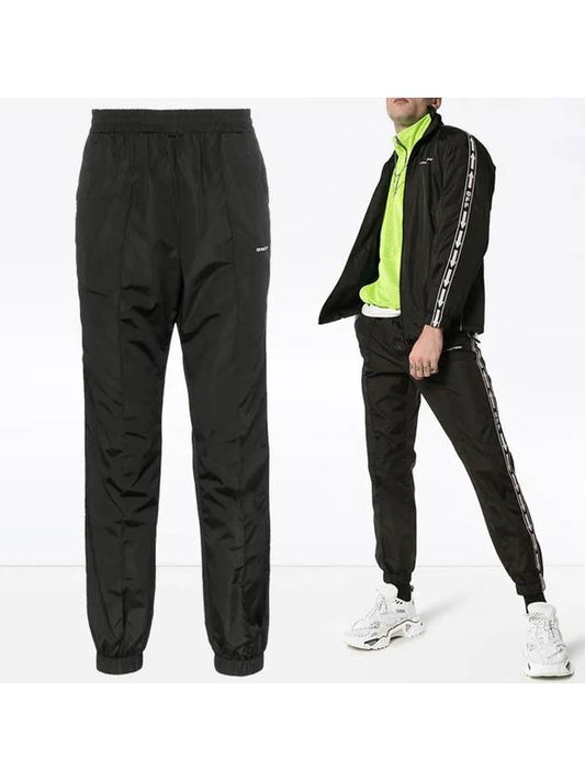 Men's Side Strip Track Pants Black - OFF WHITE - BALAAN.