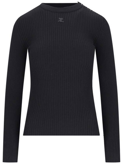 Shoulder Snap Rib Knit Top Black - COURREGES - BALAAN 2