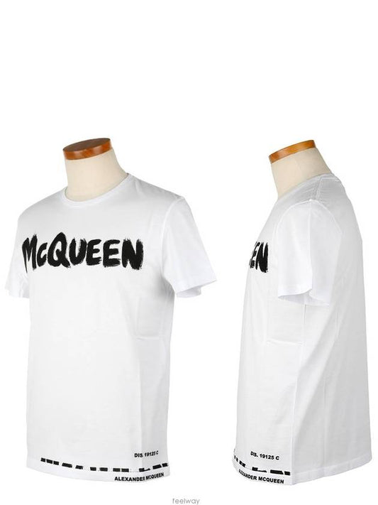 Graffiti Logo Print Short Sleeve T-Shirt White - ALEXANDER MCQUEEN - BALAAN 2