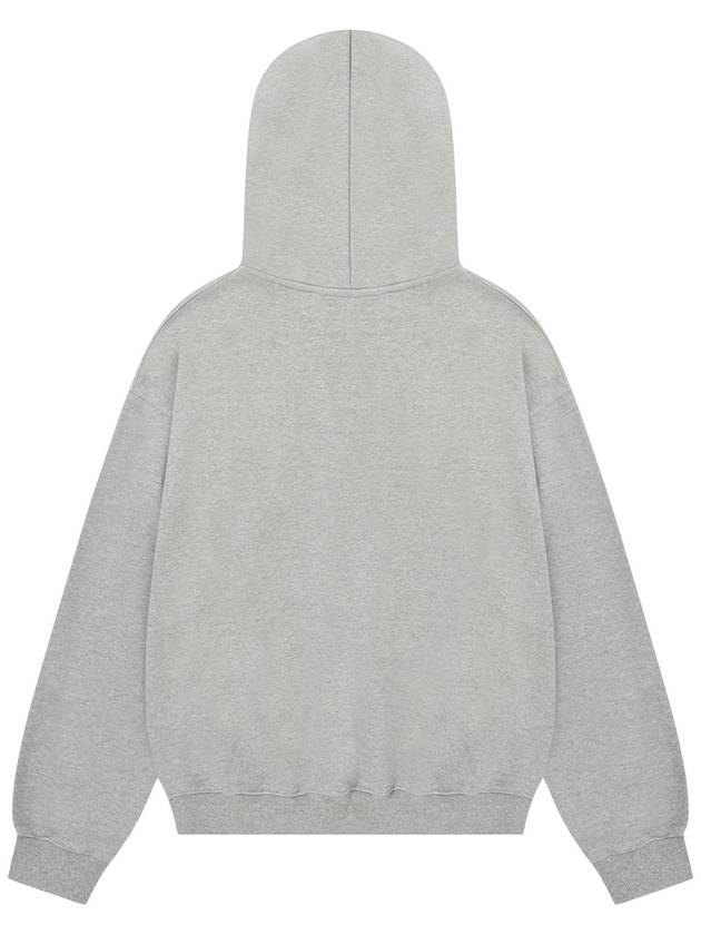 Leather Patch Cotton Sweat Hoodie Melange Grey - SSINANDLEE - BALAAN 3