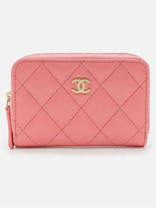 Classic zipper coin purse caviar goldplated coral pink AP0216 - CHANEL - BALAAN 2