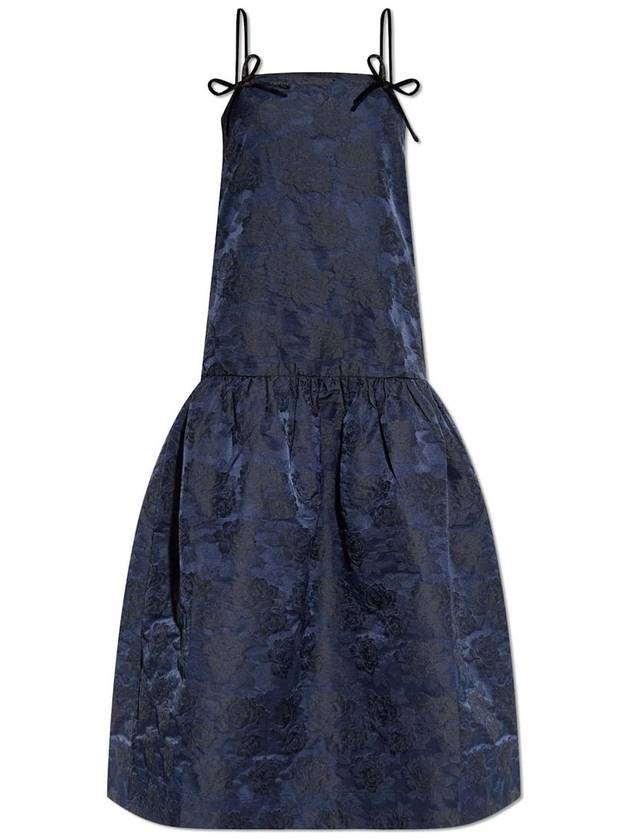 Botanical Jacquard Strap Midi Dress Blue - GANNI - BALAAN 2