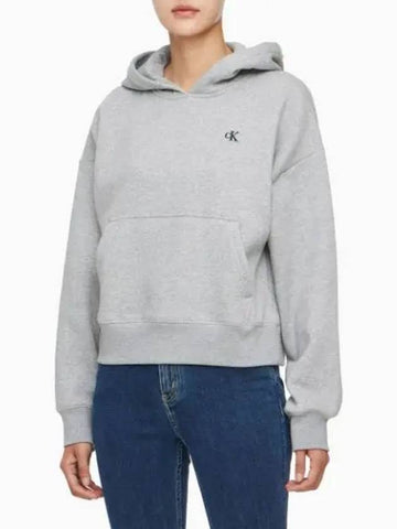 JEANS Women s Archive Logo Fleece Hoodie Gray 40WI255P79 - CALVIN KLEIN - BALAAN 1