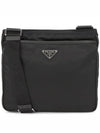 Triangle Logo Re-nylon Saffiano Leather Cross Bag Black - PRADA - BALAAN 2