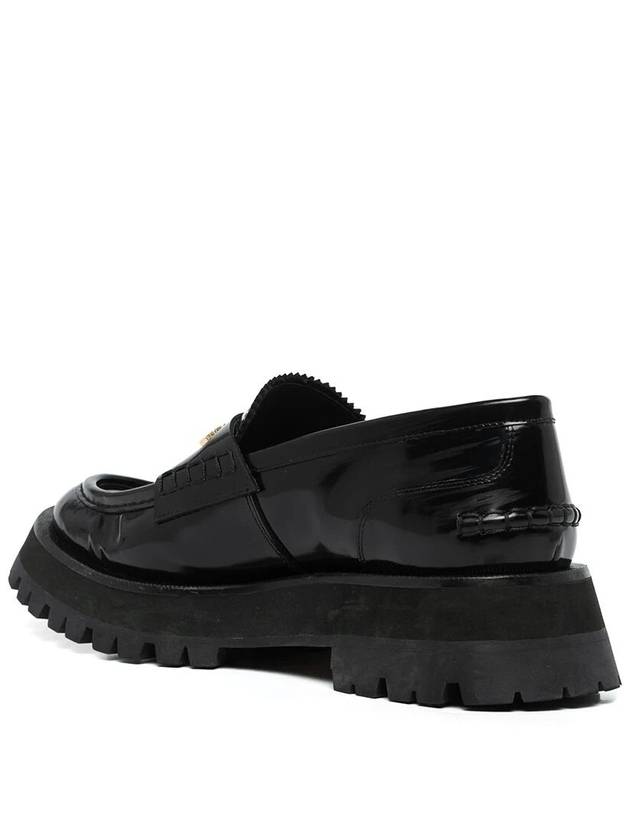 Carter Rug Gold Logo Leather Loafers Black - ALEXANDER WANG - BALAAN 4