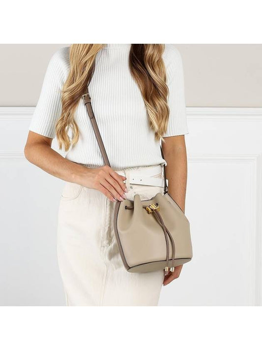 gold drawstring leather bucket bag beige - RALPH LAUREN - BALAAN.