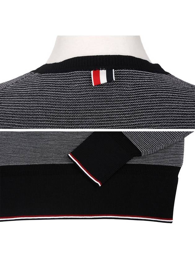 crewet striped knit top navy - THOM BROWNE - BALAAN.