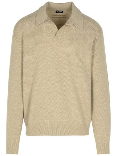 Zegna Beige Cashmere Sweater - ERMENEGILDO ZEGNA - BALAAN 1