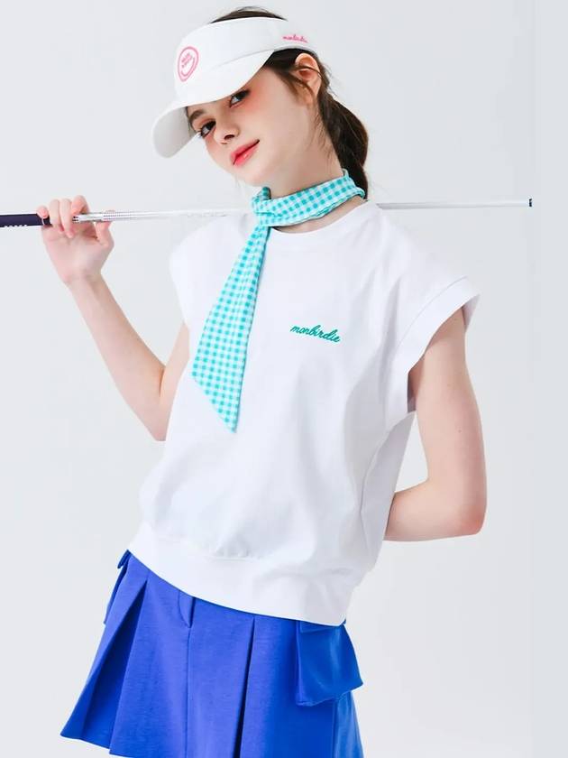 Scarf Point Sleeveless T-Shirt WHITE&BLUE - MONBIRDIE GOLF - BALAAN 8