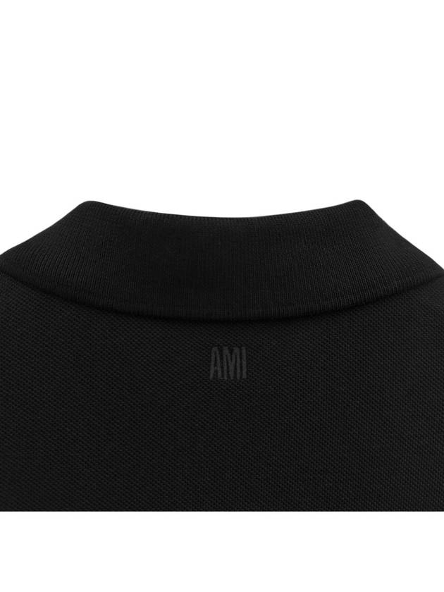 Heart Logo Polo Shirt Black - AMI - BALAAN 7