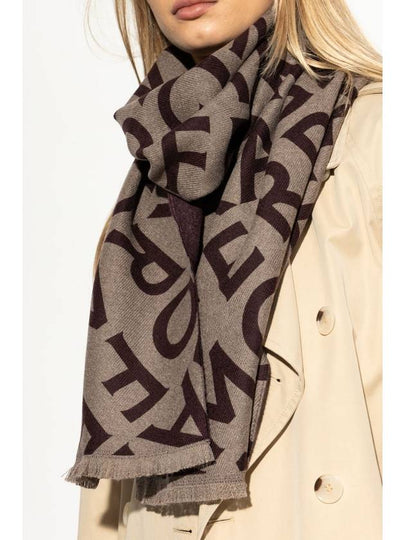 FERRAGAMO Wool Scarf With Monogram, Women's, Brown - SALVATORE FERRAGAMO - BALAAN 2