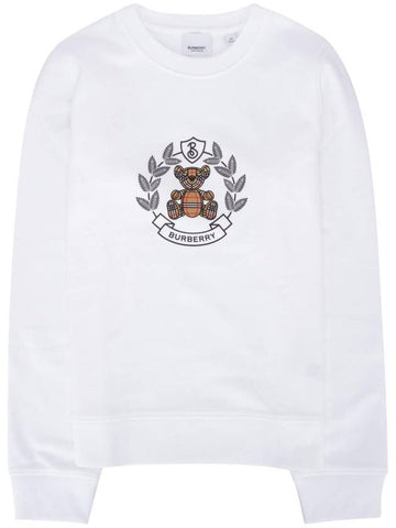 Kids Crest Bear Print Sweatshirt White - BURBERRY - BALAAN 1