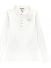 Women's Gold Logo Long Sleeve Polo Shirt White - BURBERRY - BALAAN 2