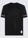 Striped Detail Crew Neck Cotton Short Sleeve T-Shirt Navy - THOM BROWNE - BALAAN 2