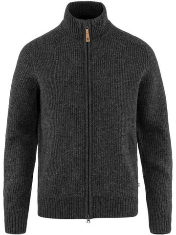 Men's Ovik Knit Zip Cardigan Dark Grey - FJALL RAVEN - BALAAN 1