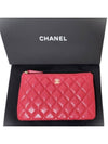 Classic Pouch Small Shiny Calfskin Red Gold Metal AP4101 - CHANEL - BALAAN 1