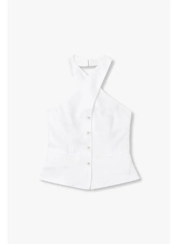 Linen Button Up Halterneck Top Tate White - REFORMATION - BALAAN 1