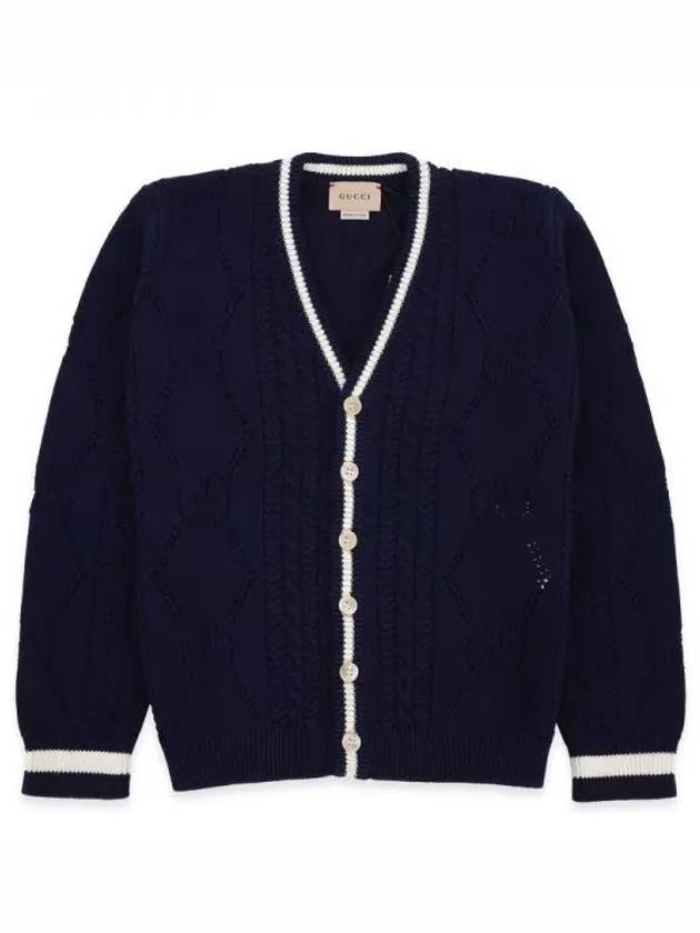 Kids V-Neck Cardigan Navy - GUCCI - BALAAN 2