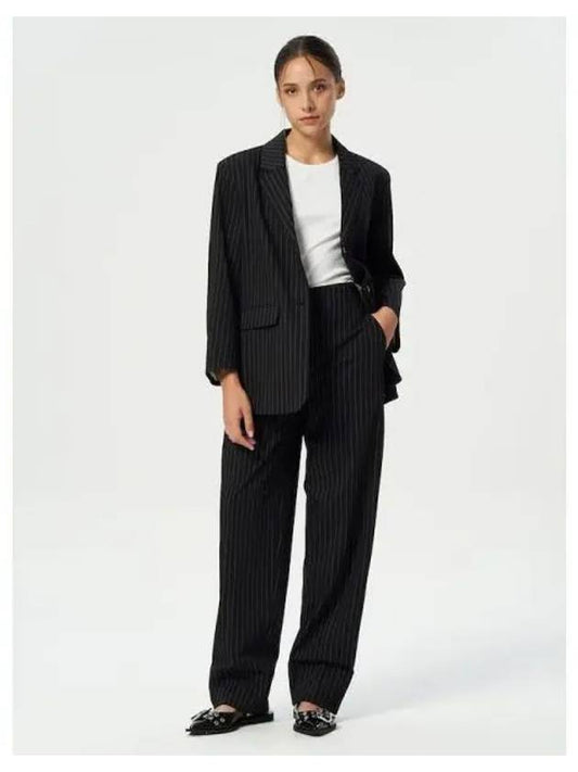 Striped suit high waist pants trousers black domestic product - GANNI - BALAAN 1