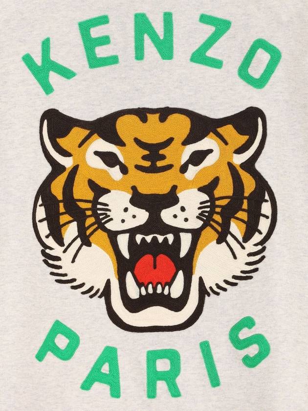 Lucky Tiger Oversized Cotton Hoodie Grey - KENZO - BALAAN 4