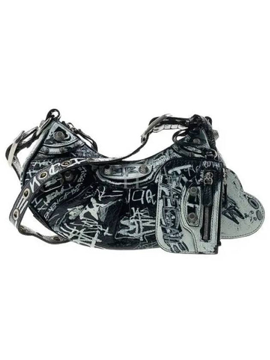 Le Cagole XS Graffiti Lambskin Shoulder Bag Black - BALENCIAGA - BALAAN 2