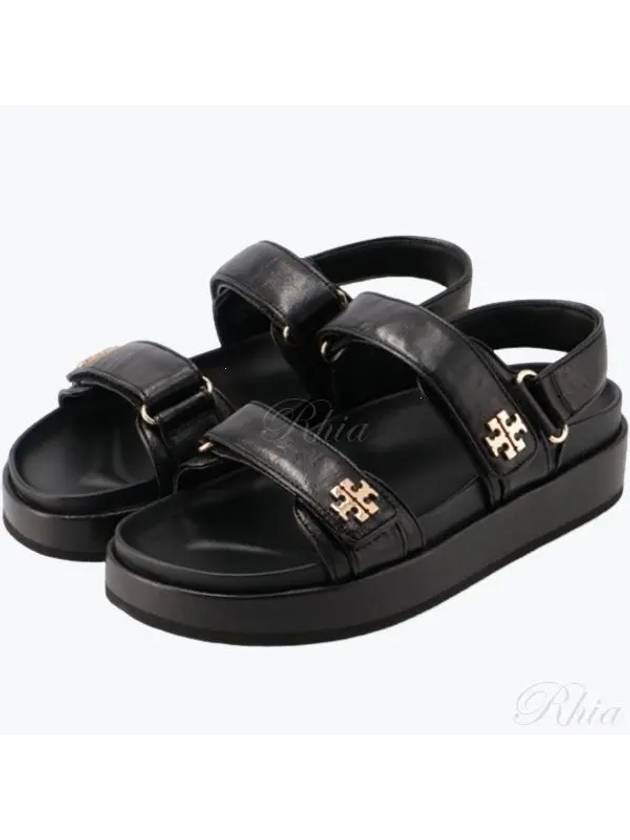 Kira Sports Logo Leather Sandals Black - TORY BURCH - BALAAN 2