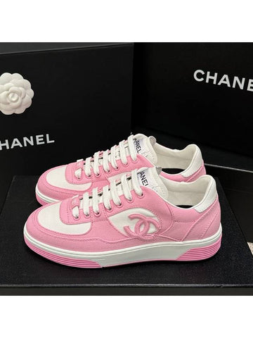 Women's Cotton Sneakers CC Logo Pink Jenny Sneakers - CHANEL - BALAAN 1