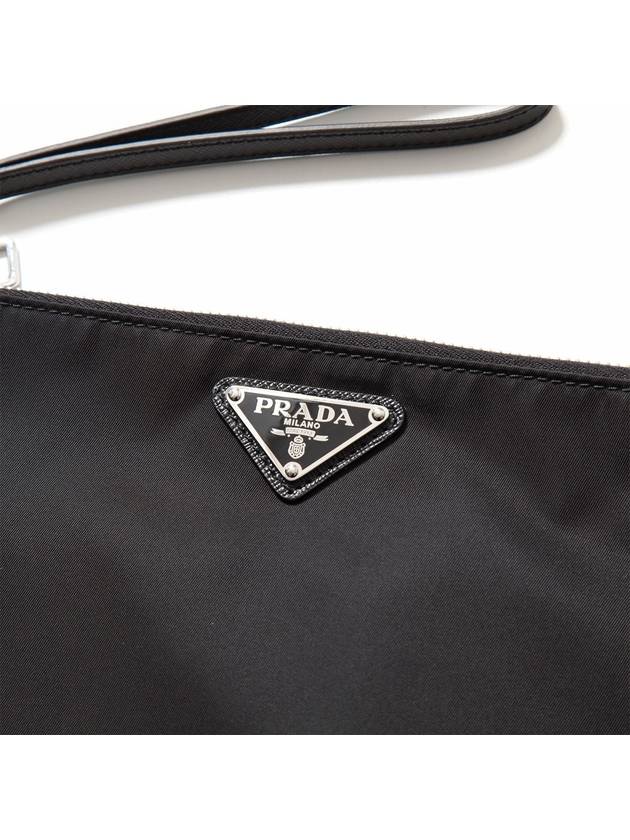 Re-Nylon and Saffiano Leather Clutch Bag Black - PRADA - BALAAN 7