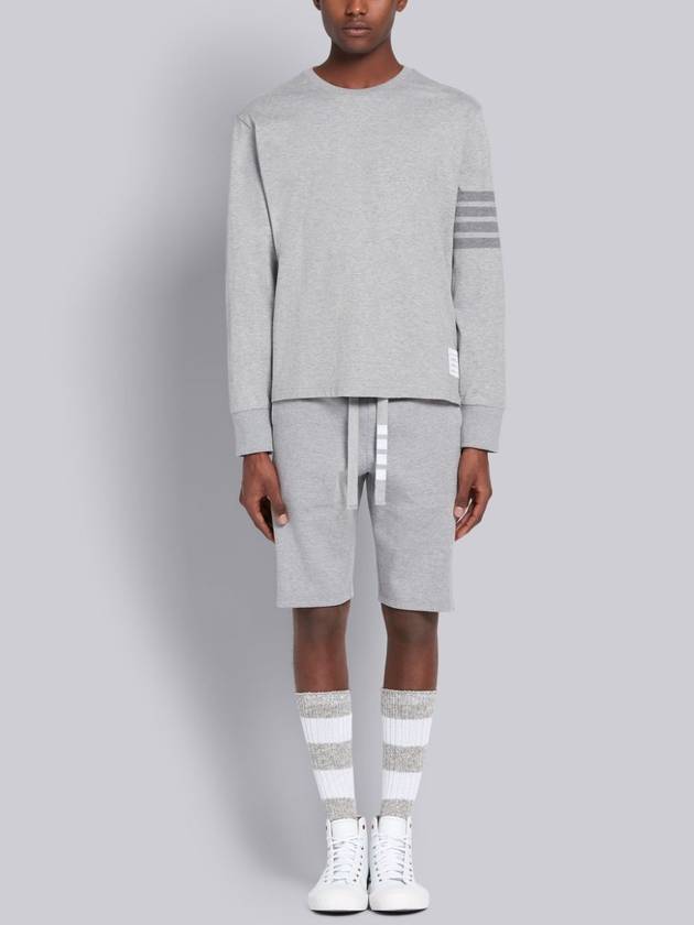 Men's Diagonal Armband Tonal Rugby Long Sleeve T-Shirt Gray - THOM BROWNE - BALAAN.