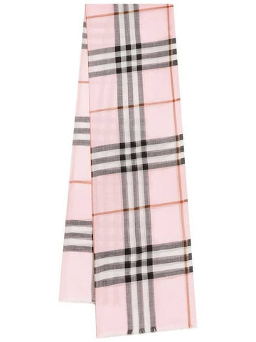 Giant Check Light Wool Silk Scarf Pale Candy Pink - BURBERRY - BALAAN 1