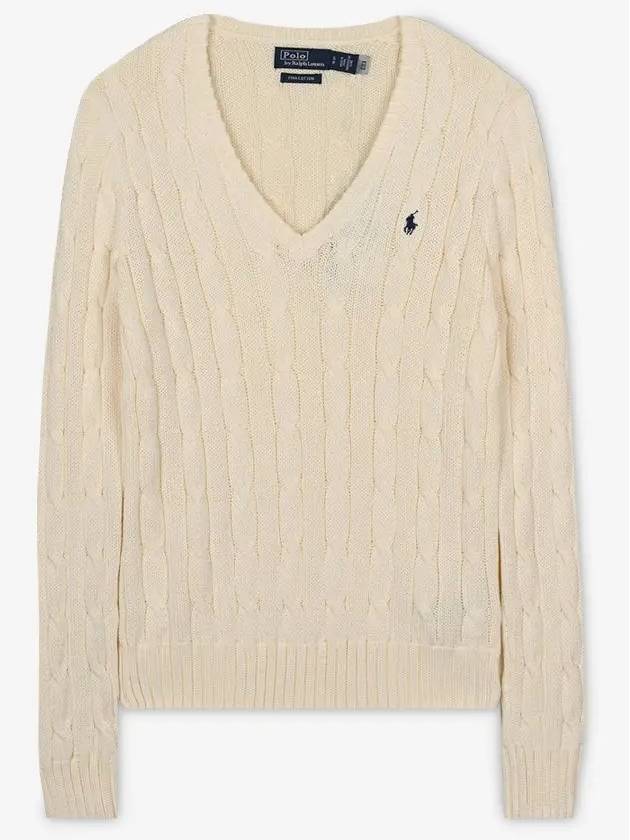 Women's Embroidered Logo Knit Top Cream - POLO RALPH LAUREN - BALAAN 3