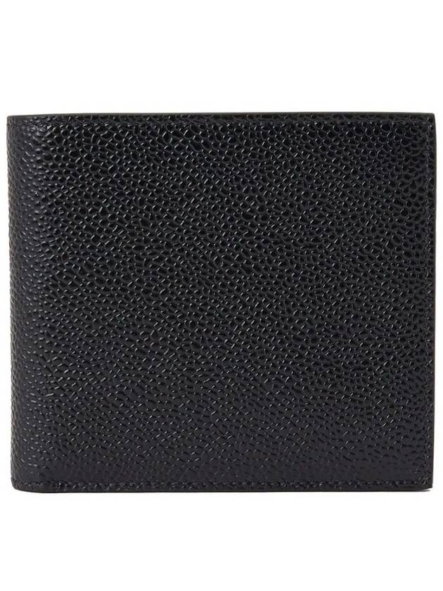 Pebble Grain Leather Half Wallet Black - THOM BROWNE - BALAAN 2