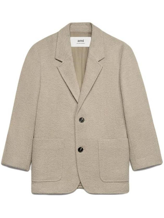 Single Breasted Oversized Fit Blazer Jacket Beige - AMI - BALAAN 1