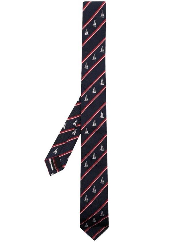 Sailboat Classic Striped Silk Tie - THOM BROWNE - BALAAN 1