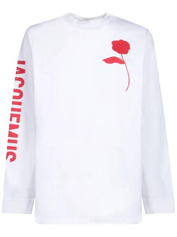 Le Ciceri Rose Print Long Sleeve T-Shirt White - JACQUEMUS - BALAAN 1