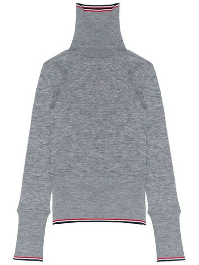 Women's Wool Rib Turtleneck Grey - THOM BROWNE - BALAAN 2