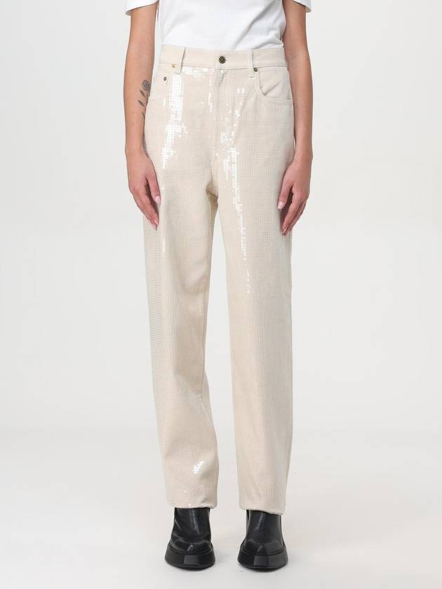 Transparent All Over Sequin Straight Pants Ecru - GOLDEN GOOSE - BALAAN 2